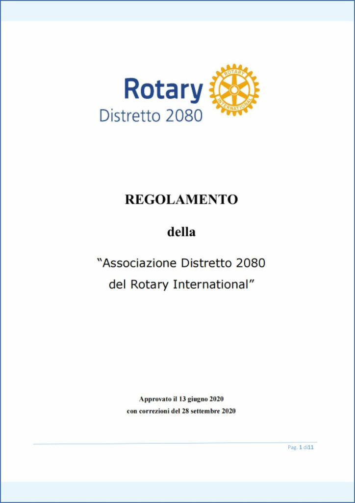 Regolamento dell'Associazione Distretto 2080